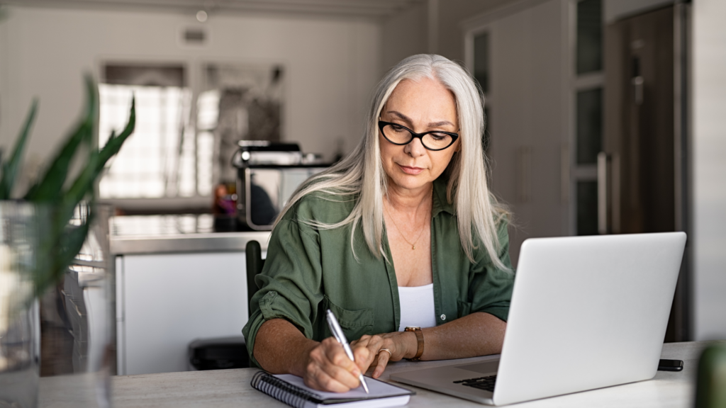 A woman writing